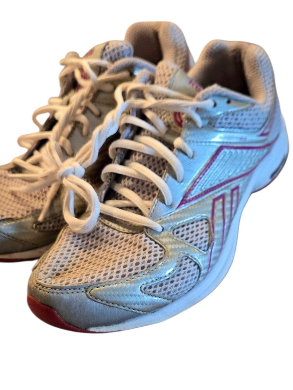 Reebok Running Sneakers - White with Pink Accents Size 8